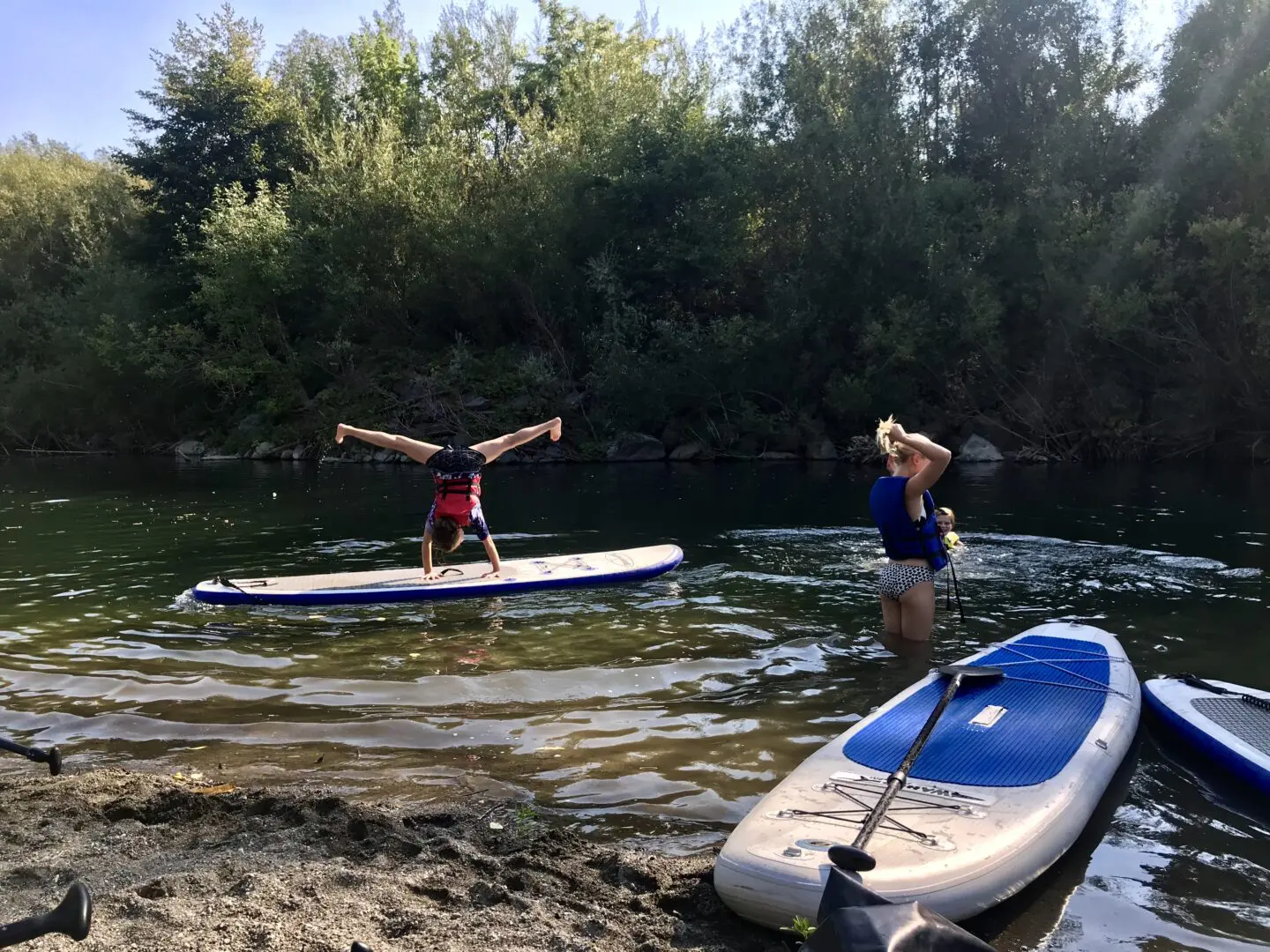 Kids having fun in a river